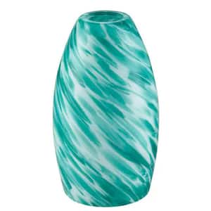 7.72 in. Blue Swirl Glass Oval Lamp Shade with Fitter