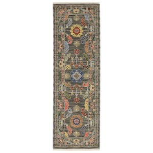 Lavista Gray/Multi-Colored 2 ft. x 6 ft. Persian Oriental Wool/Nylon Blend Indoor Runner Area Rug