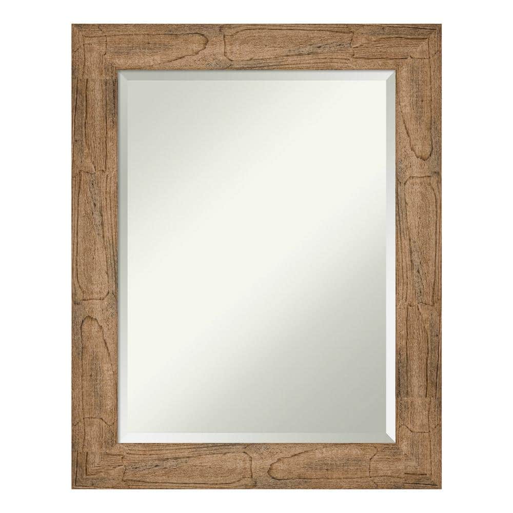 Owl Brown Beveled Wood Framed Bathroom Wall Mirror