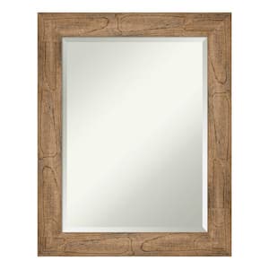 Owl Brown 23.5 in. x 29.5 in. Beveled Rectangle Wood Framed Bathroom Wall Mirror in Brown