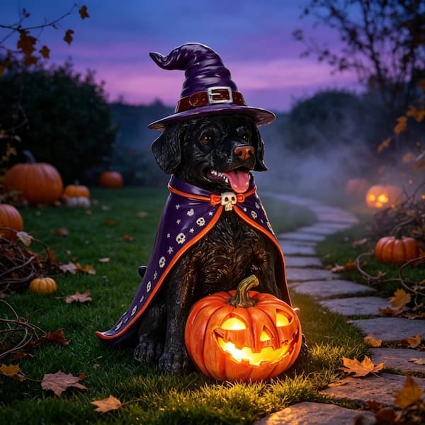 Dracelo Halloween Black Labrador Retriever Dog Statue, Large