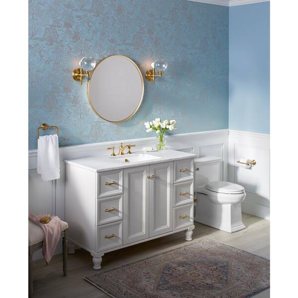 KOHLER Essential 28 in. W x 28 in. H Round Framing Wall Mount Vanity Mirror with Modern Brushed Gold K 26050 BGL