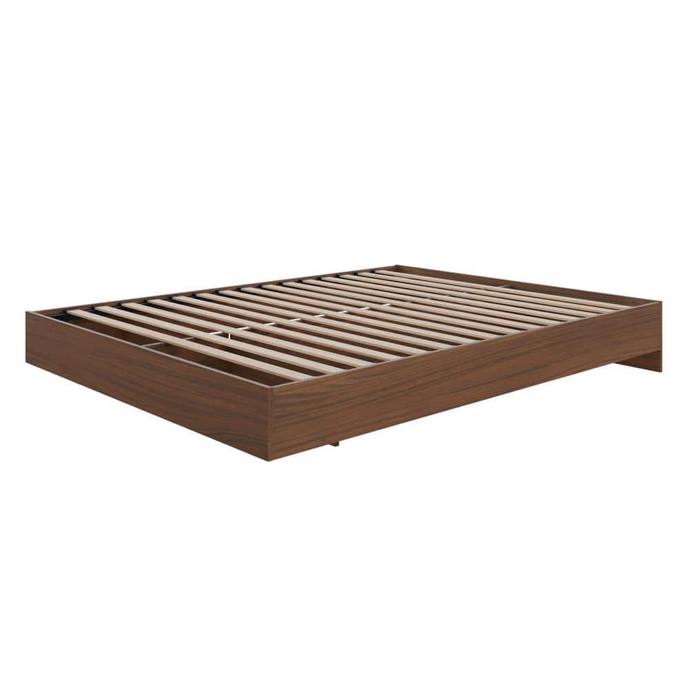 AeroFloat Full/Double Walnut Laminate Upholstered Platform Bed