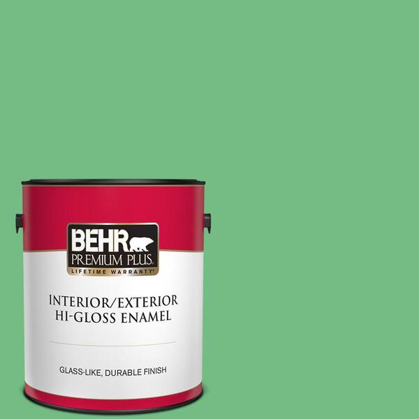 BEHR PREMIUM PLUS 1 gal. #P400-5 Winter Shamrock Hi-Gloss Enamel Interior/Exterior Paint