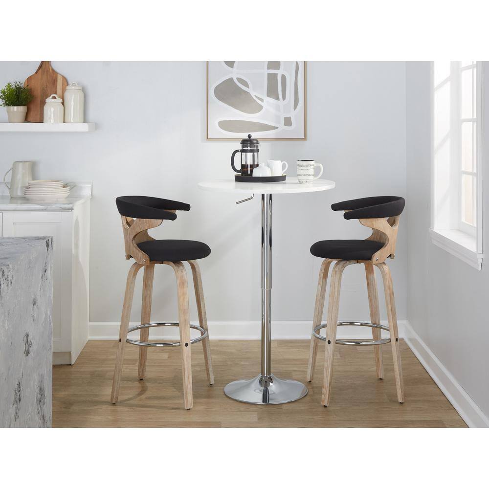 Gardenia Black Wood and Metal Swivel Barstool Set