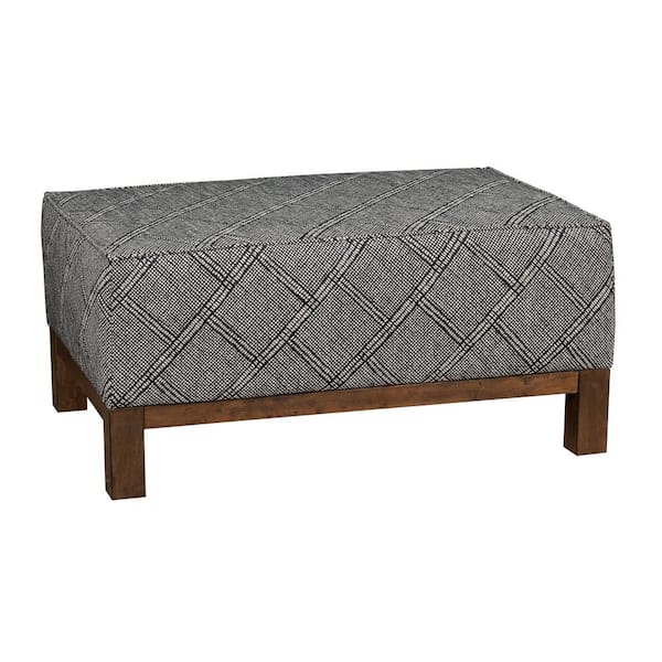 Leffler Home Cooper Shibori Indigo Upholstered Ottoman