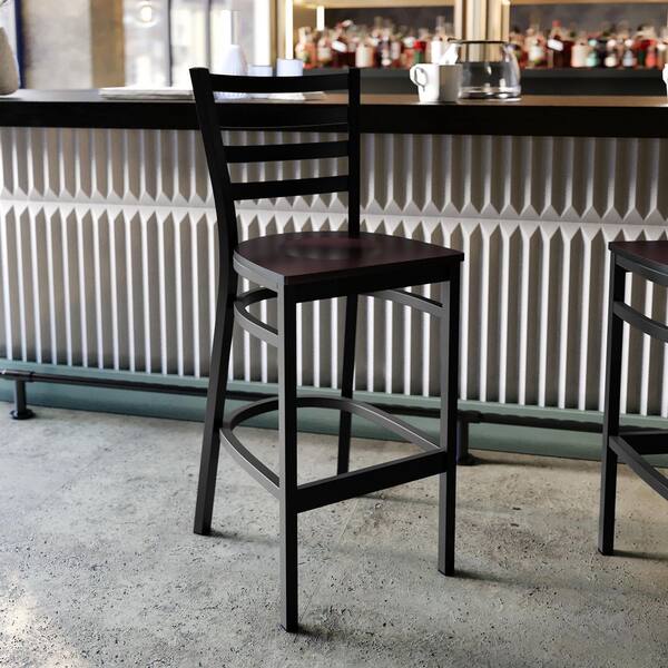 USA バースツール Flash Furniture Carnegy Avenue 29 in. Walnut Wood Seat/Black
