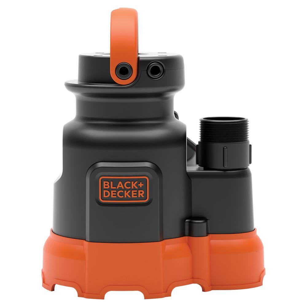 Black and Orange Thermoplastic Submersible Sump Pump with Tethered Switch