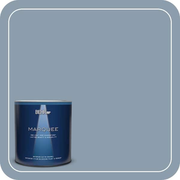 BEHR MARQUEE 1 qt. #ICC-65 Relaxing Blue Satin Enamel Interior Paint & Primer