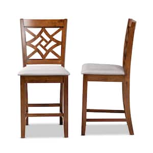 Nicolette 42.5 in. Grey and Walnut Brown Low Back Wood 25 in. Counter Stool (Set of 2)
