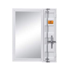 26 in. W x 32 in. H Small Rectangular Single Metal Framed Wall Bathroom Vanity Mirror in White