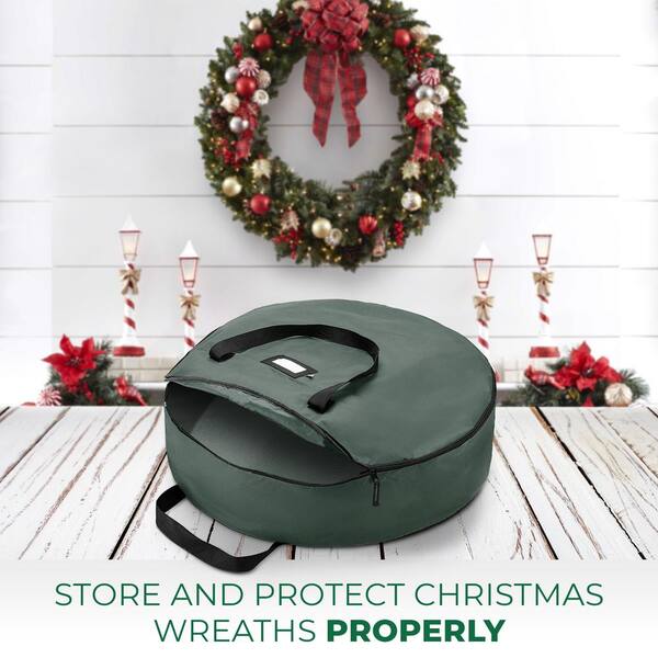 TreeKeeper 30 in. Artificial Padded Christmas Wreath Storage Bag