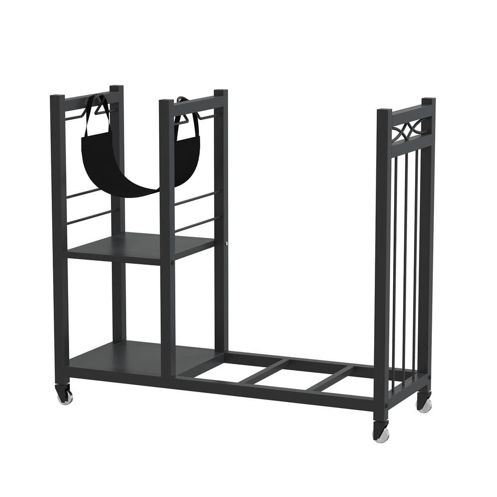 28.2 in. H x 31 in. W x 12 in. D Steel Firewood Rack with 4 Wheels