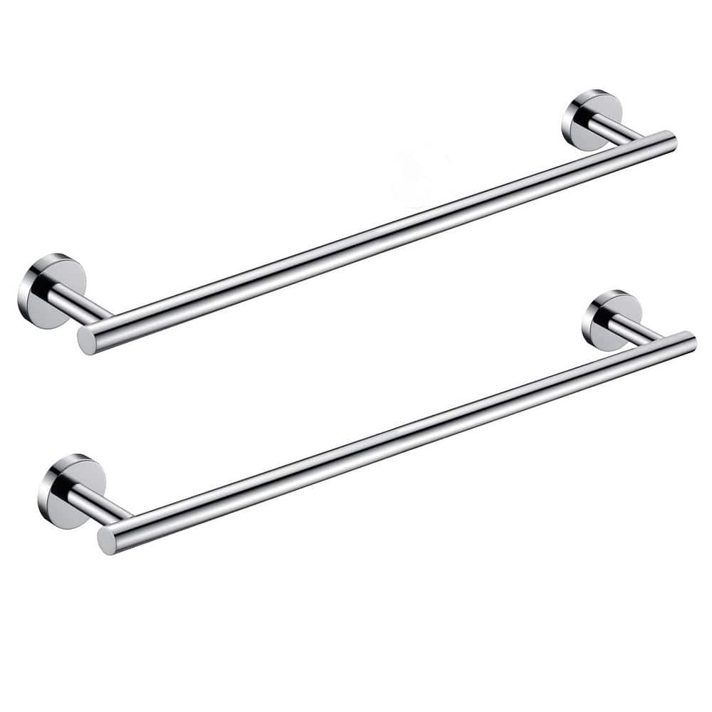 ATKING Bathroom 24 in. Wall Mounted Towel Bar Towel Holder in Stainless Steel in Polished Chrome ...