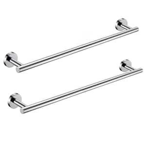 Bathroom 24 in. Wall Mounted Towel Bar Towel Holder in Stainless Steel in Polished Chrome ( (2-Pack) )