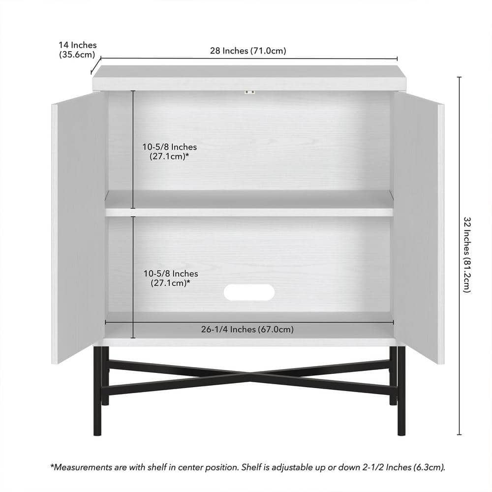 Brighton Compact White 28" Office Accent Cabinet with Adjustable Shelf