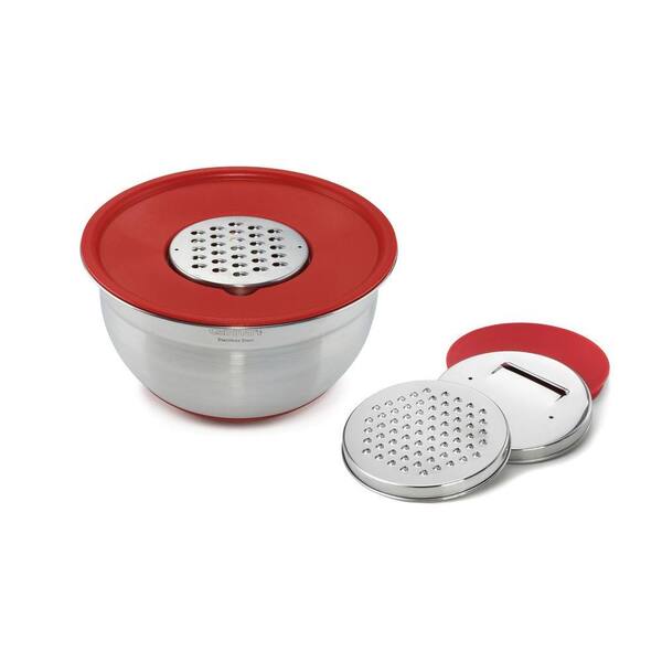Cuisinart Stainless Steel Red Mixing Bowl with Graters