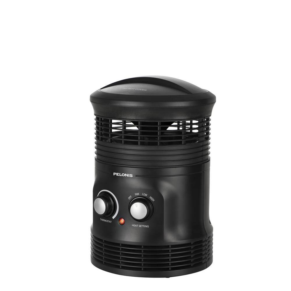Black 1500W Electric Forced Air Heater with Thermostat