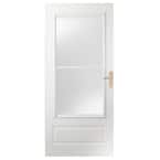 36 in. x 80 in. 400 Series White Universal Self-Storing Aluminum Storm Door with Brass Hardware