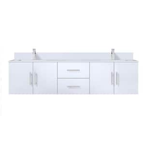 Geneva 72 in. W x 22 in. D Glossy White Double Bath Vanity, Cultured Marble Top, and Faucet Set