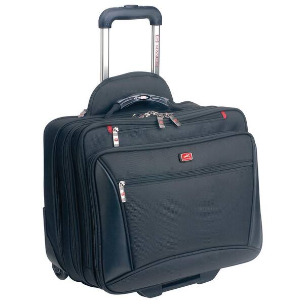 MANCINI CompuTraveller-Wheeled Black Briefcase with Clothing Compartment for 16 in. Laptop