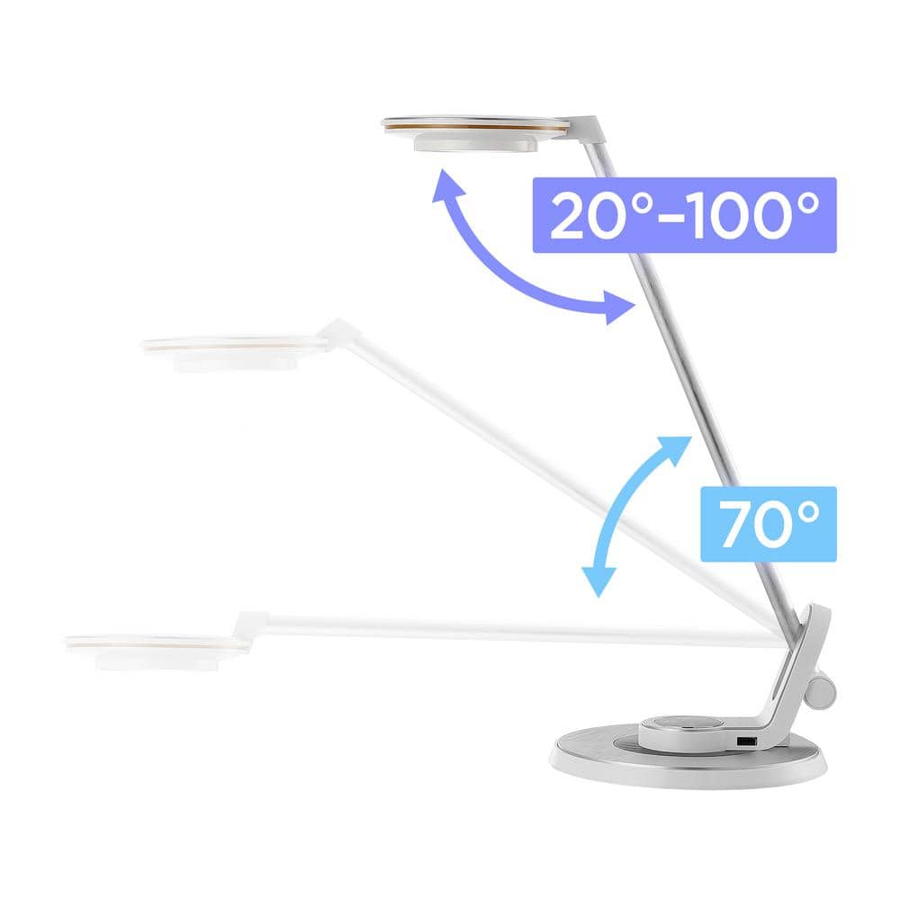 Dixon Silver Adjustable LED Task Lamp with USB Charging