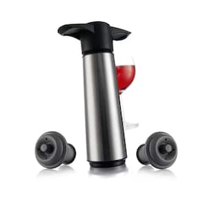 Stainless Steel Wine Saver Pump and Stoppers (Set of 3)