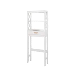 23.62 in. W x 64.76 in. H x 7.87 in. D White Over-the-Toilet Space Saver Storage with one Drawer and 2 Shelves