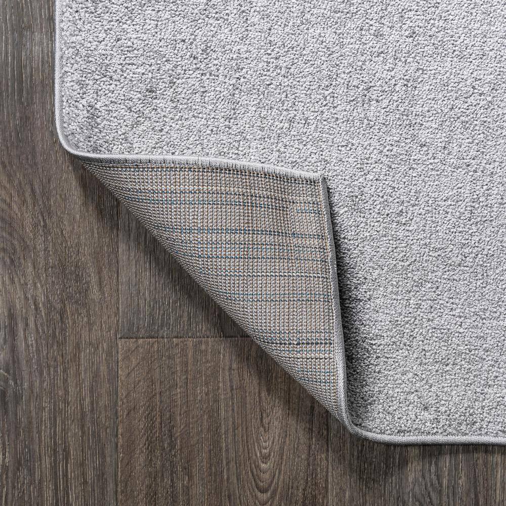 Light Gray Solid Synthetic Reversible Runner Rug