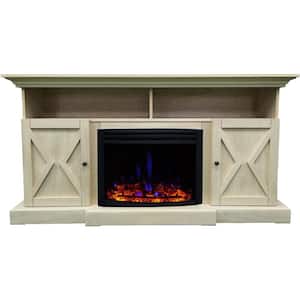 Summit 62 in. Farmhouse Style Electric Fireplace Mantel in Brown Sandstone