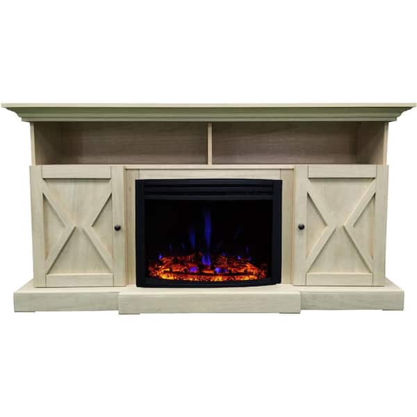 Cambridge Summit 62 in. Farmhouse Style Electric Fireplace Mantel in Brown Sandstone