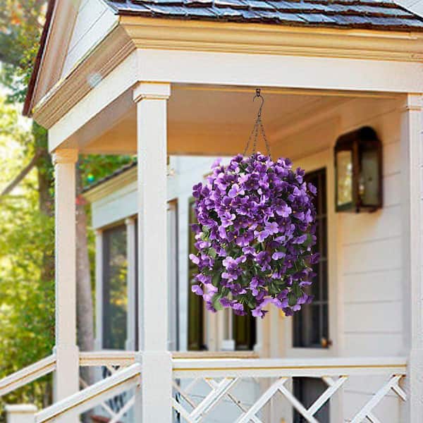24.8 in. Purple Orchid Artificial Hanging Begonia Flowers in