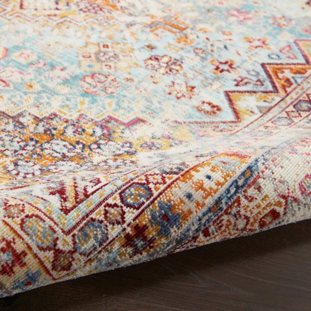 Multicolor Synthetic Rectangular 4' x 6' Traditional Area Rug