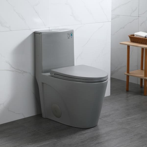 One-Piece 1.1/1.6 GPF Dual Flush Elongated Toilet in Light Grey