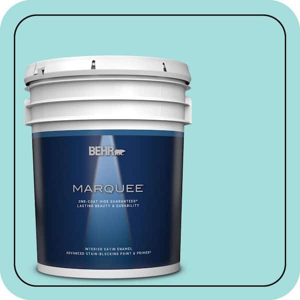 BEHR MARQUEE 5 gal. #500A-3 Aqua Spray Satin Enamel Interior Paint & Primer