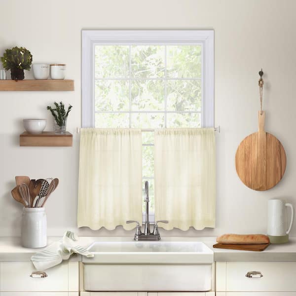 Elrene Ivory Rod Pocket Room Darkening Curtain - 30 in. W x 24 in. L (Set of 2)