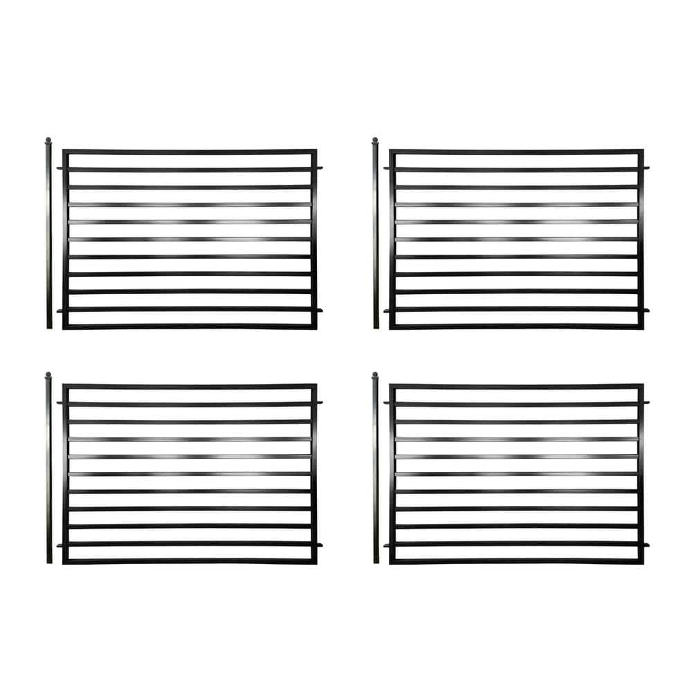 32 ft. x 5 ft. Milan Style Security Fence Panels Steel Fence Kit 4-Panel Ga