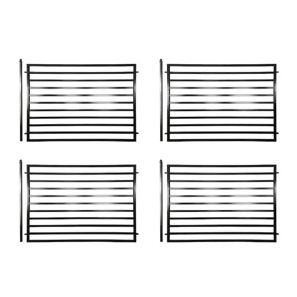 ALEKO 32 ft. x 5 ft. Milan Style Security Fence Panels Steel Fence Kit 4-Panel Gate Fence
