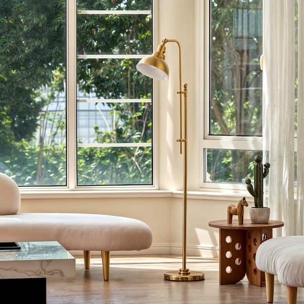 Merra 65 in. Adjustable Gold 1-Light Industrial Floor Lamp with