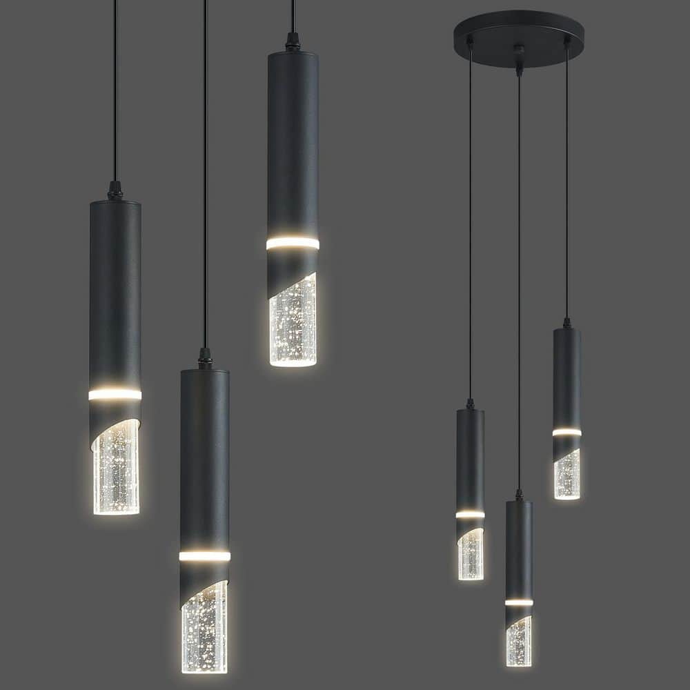 ZHLWIN Home Lighting 18W Black 3-Light Modern Crystal Integrated