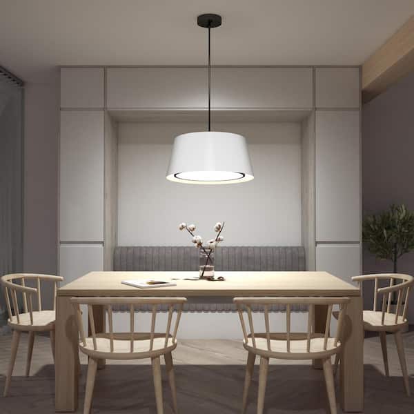 Artika Cappa 26-Watt 1-Light White and Matte Black Integrated LED Pendant Light - Contemporary Pendant Light Fixture