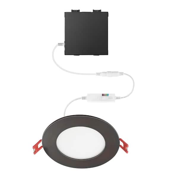 Commercial Electric Premium Series 4 in. LED, 2-Level Lumen Select, Ultraslim Canless Recessed Light, Adjustable CCT, Oil Rubbed Bronze