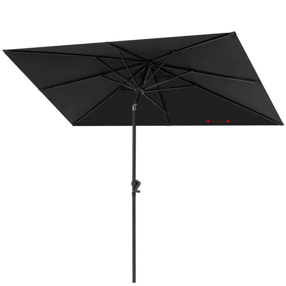 9 ft. x 5 ft. Outdoor Market Umbrella in Black Rectangular 8-Ribs Patio Table Umbrella with Push Button Tilt and Crank price history on PriceWatchPro