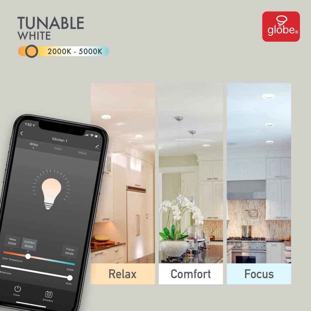 Smart 4'' Aluminum LED Globe Recessed Light Kit with Voice Control
