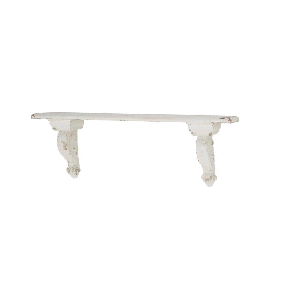 Modern White and Medium Wood 3-Tier Floating Wall Shelf
