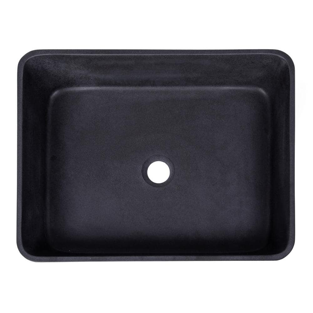 Eden 19'' Black Lava Stone Rectangular Vessel Sink