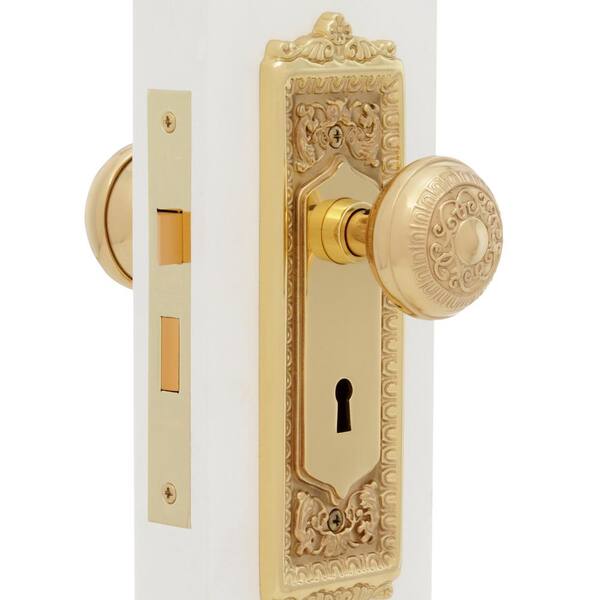 年末年始大決算 Nostalgic Warehouse 724517 Egg Dart Plate Privacy Waldorf Pink Door  Knob in Antique Brass, 2.75