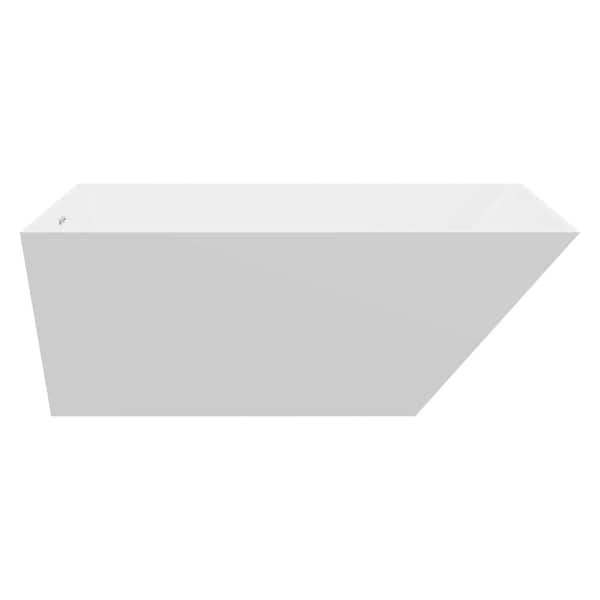 A&E Alaya 67 in. Acrylic Free-Standing Flatbottom Non-Whirlpool Bathtub in White