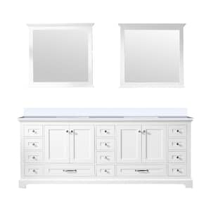 Dukes 84 in. W x 22 in. D White Double Bath Vanity, White Quartz Top, and 34 in. Mirrors