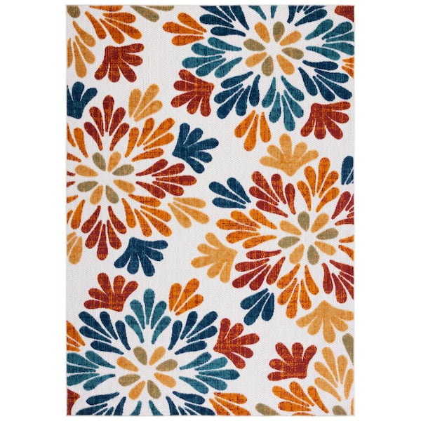 Cabana 4 ft. x 6 ft. Cream/Red Floral Area Rug